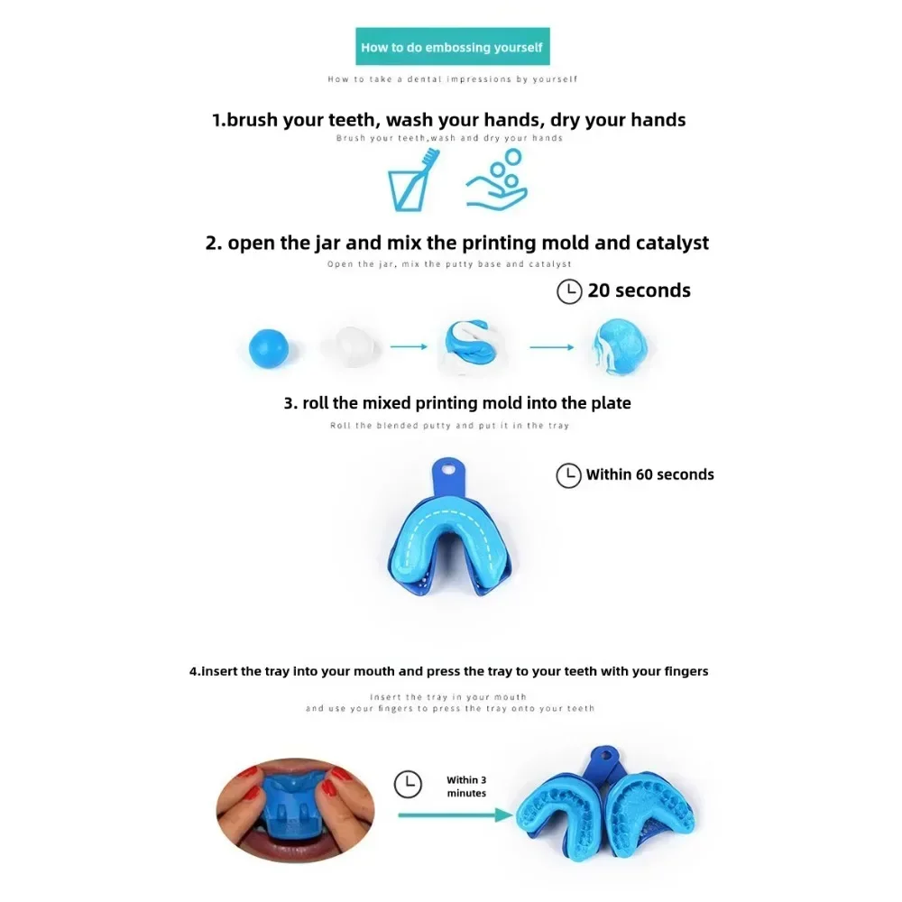 AG 1Set مواد الانطباع الأسنان المعجون صب عدة عيادة استخدام سيليكون المعجون طقم صواني الانطباع الأسنان #6