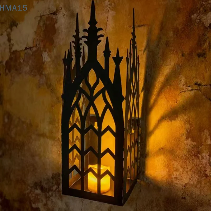 Wall Candle Sconce Holder Gothic Cathedral Wall Sconce Black Metal Wall Mount Candle Holder For Living Room, Dining Room,Rustic
