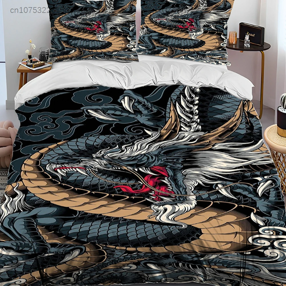 3D Retro Dragon Printed Bedding Sets Exquisite Bed Supplies Set Duvet Cover Bed Comforter Set Bedding Set Luxury Birthday Gift