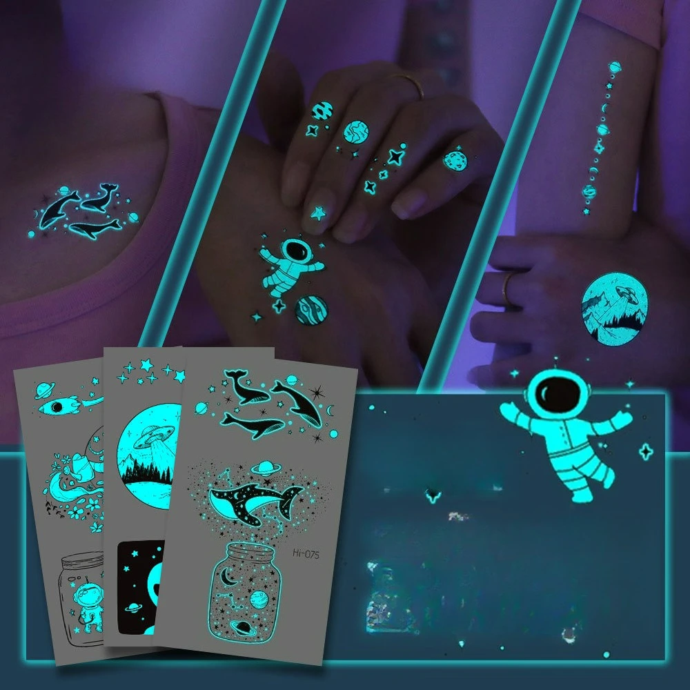 

New blue luminous tattoo sticker waterproof Temporary tattoo stickers