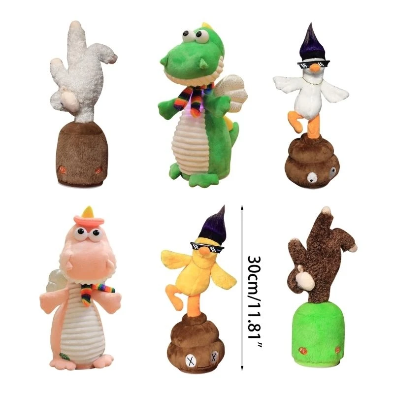 لعبة حيوانات كرتونية قطيفة دمية حيوانات محشوة كهربائية مع صوت موسيقى للأطفال 15UB