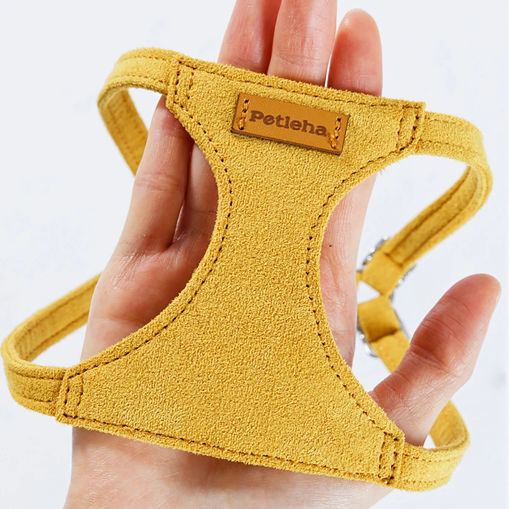 Luxury Genuine Suede Dog Harness and Lead Set | Soft Anti-Shock Padded Vest with Soft Leather Leash for Small Medium Large Dogs view 4