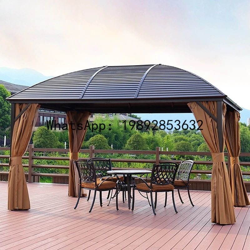 CZ  Outdoor Leisure Terrace Garden Small Courtyard Sunshade Villa Scenic Area Large Aluminum Alloy Four-Pillar Pavilion Tent