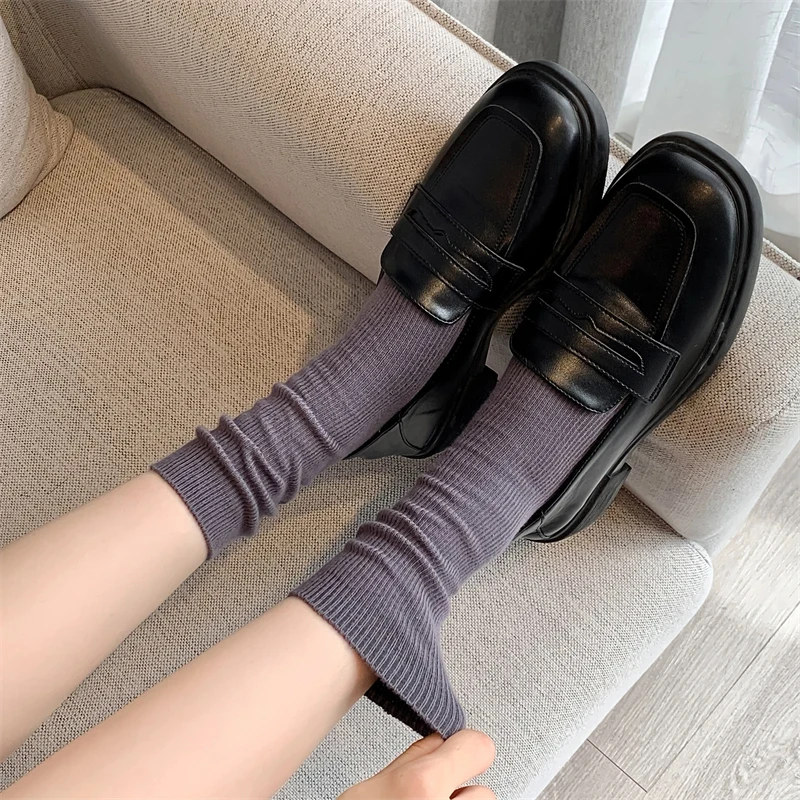 Women Solid Color Candy Socks Breathable Plain Basic Simple Girls Crew Loose Casual Sock Elastic Soft Comfortable Ankle Sox image 3