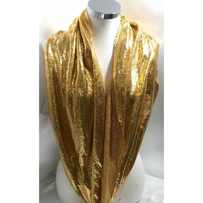 150*45CM Fashion Gold Metal Mesh Fabric Metallic Cloth Sequin Use For Apparel Table Runner Curtains Dress Bags Home Decoration