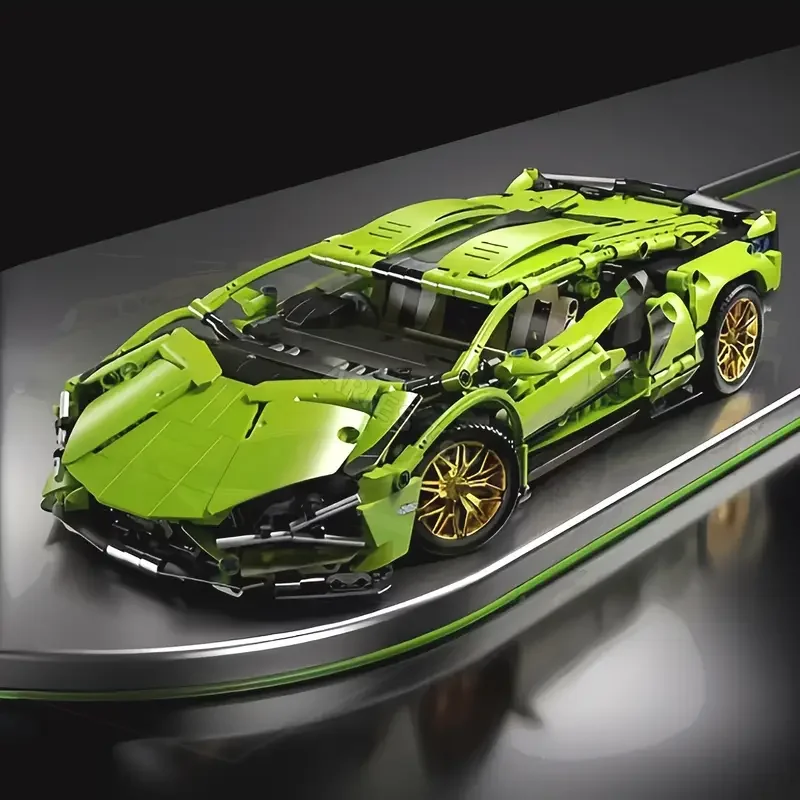 

1690 Pieces of High-Quality Green Supercar Building Blocks Set, Perfect for Birthday Gifts, Using a Fashionable Sports Car Model