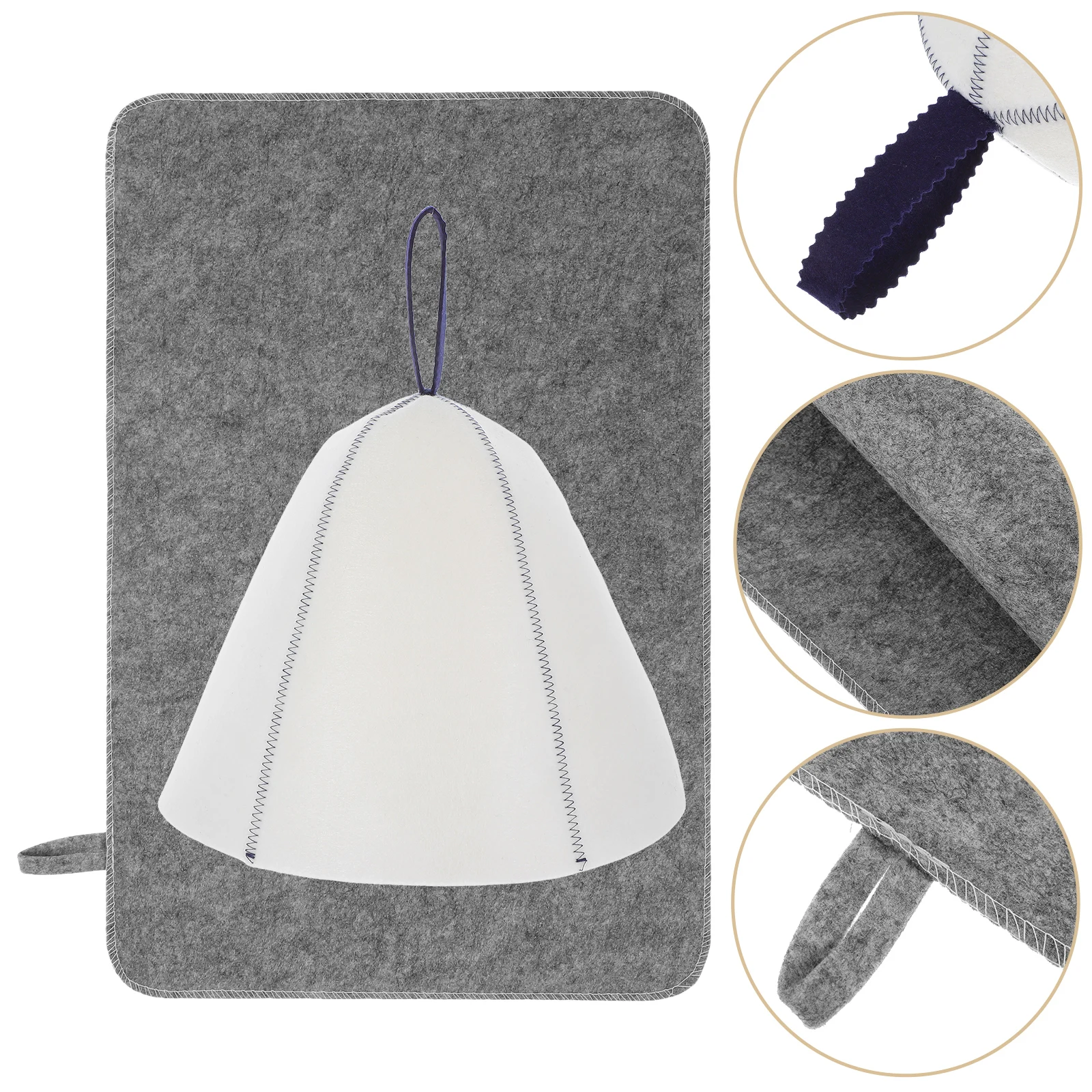 

Comfortable Sauna Hat Cushion Set Thick Felt Insulation Stylish Grey Sauna Accessories Home Hotel Gym