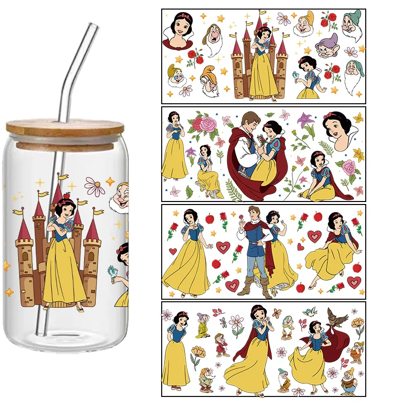 

Disney Snow White Cultural stickers Cute animated stickers UV 3D transfer printing adhesive 16oz glass cup Multiple mixed batch