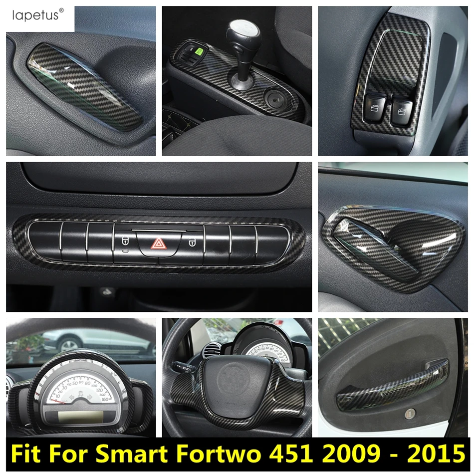 

Gear Shift Panel / Steering Wheel / Window Lift / Handle Bowl Cover Trim For Smart Fortwo 451 2009 - 2015 Carbon Fiber Accessory