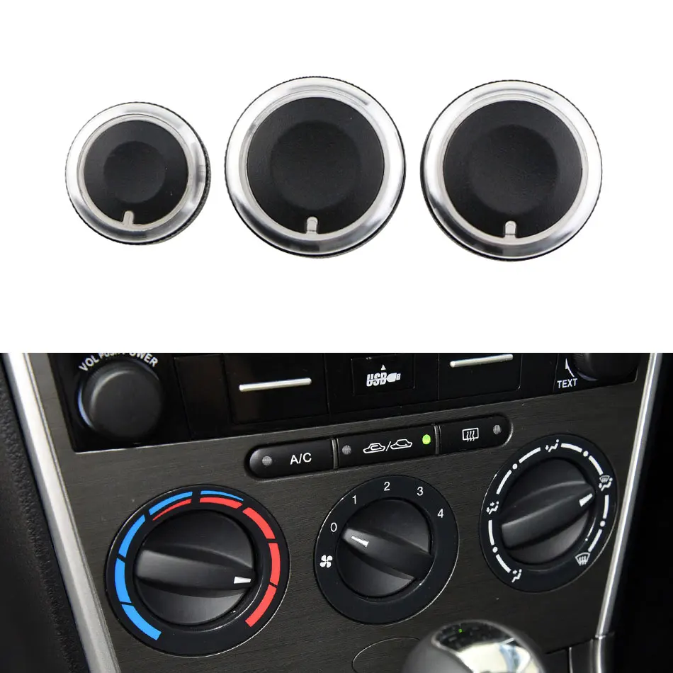 Jameo Auto Aluminum Alloy Car Air Conditioning Knob AC Knob Air Conditioning Heat Control Switch Knobs for Mazda 6 M6 Parts