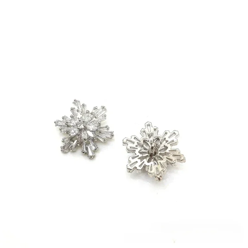 5pc/lot Luxury Snowflake Style Zircon Button Micro Set Zircon Copper Plated Jewelry Accessories DIY Shirt Dress