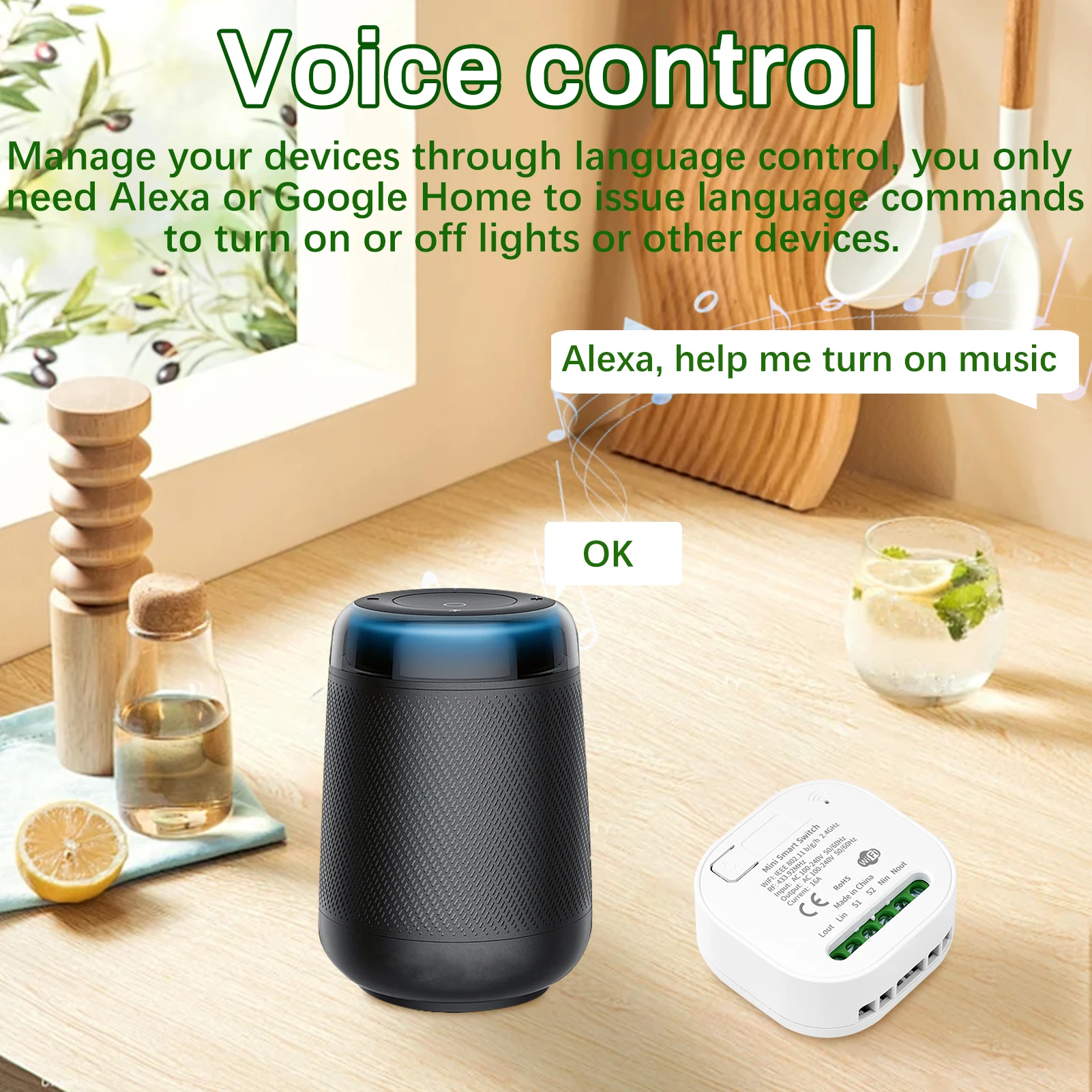 

Wifi Smart Switch Wireless Light Voice Control Home Automation Switch for Tuya App Smart Switch Power Failure Memory Function