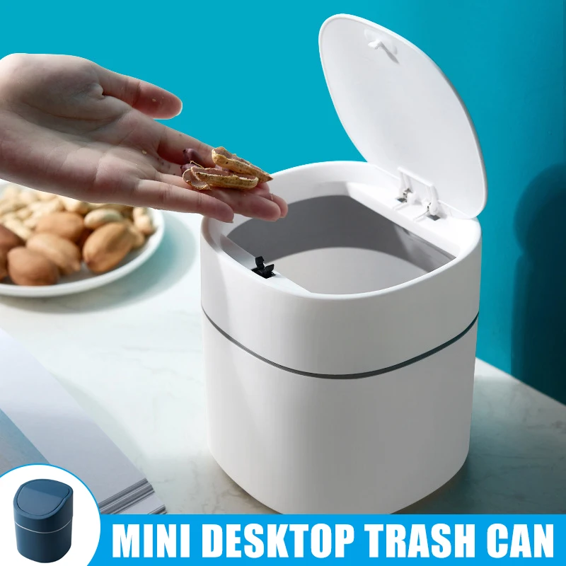 Mini Desktop Lixeira Multifuncional com Tampa, Lixeira, Casa e Carro Armazenamento Bucket, Sala e Acessórios de Escritório, Estilo Nórdico