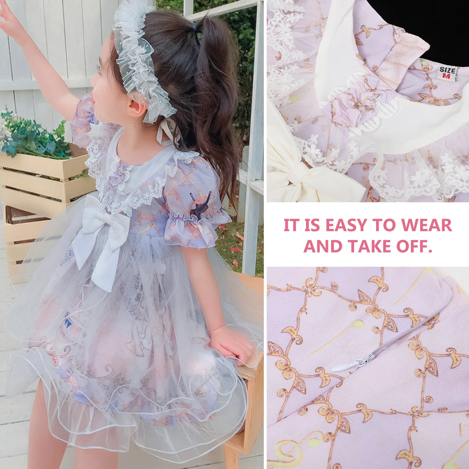 

1Pcs Girl Short Sleeve Lolita Dress Summer Dress Birthday Party Performance Children Clothes Kids Clothes Summer Dresses