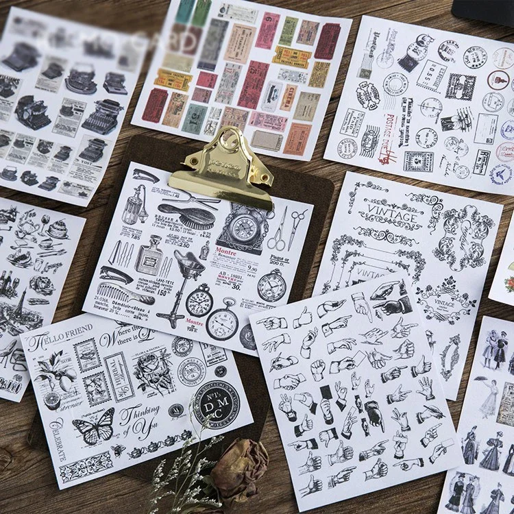 

DIY Retro style postcard card envelop sticker set as Scrapbooking party invitation DIY Decor gift card message card postcard