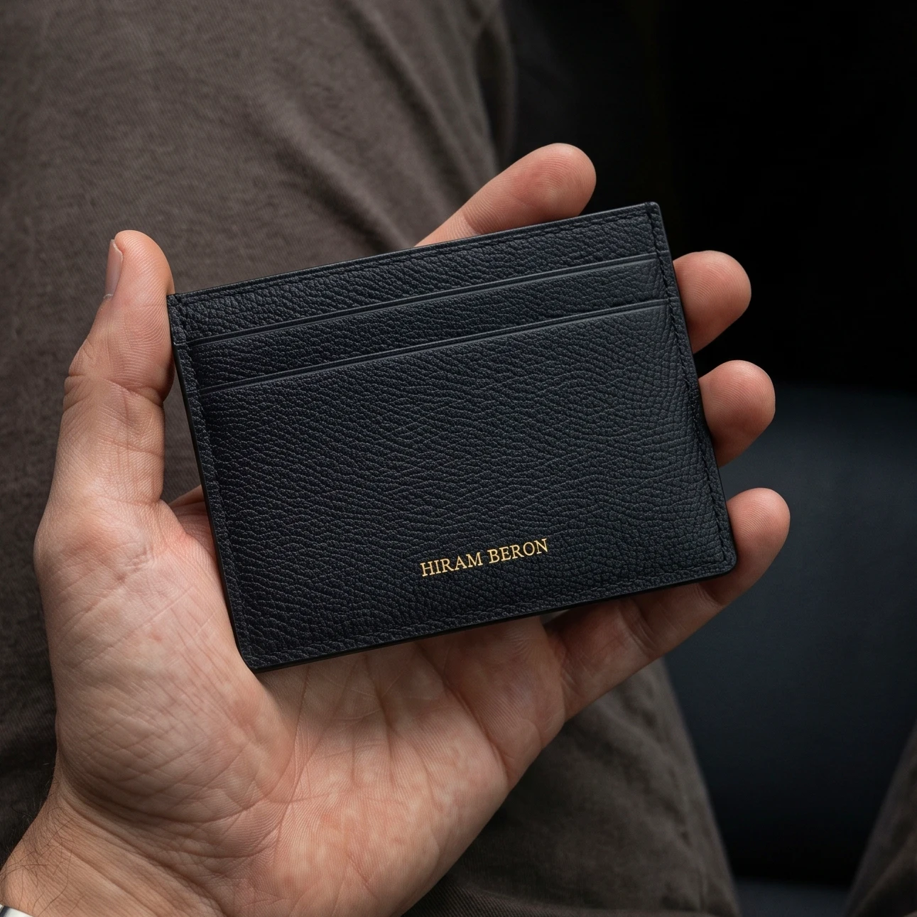 Luxury Epsom Pattern Genuine Leather Card Holder for Men - Personalized Private Label Birthday Gift for FriendsDropship