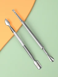 2 in 1 Cuticle Pusher Nail Polish Remover Kit Stainless Steel 2pcs Cuticle Scraper Fingernails Clean Manicure Tools for Women