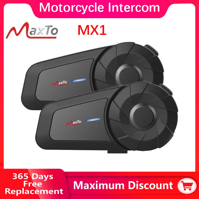 1/2 sztuk Maxto MX1 kask motocyklowy Bluetooth Walkie IPX6 wodoodporne Talkie 2 osoby Walkie Talkie odległość 500 metrów