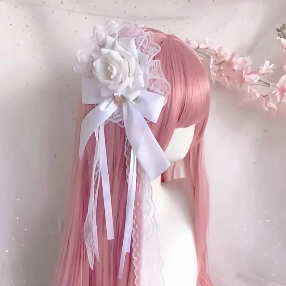 Vintage Lace Rose Hairpin Flower Balls Bowknot Hair Clip Women Cosplay Headdress Sweet Maid Headwear Fashion Hair Decor image 4
