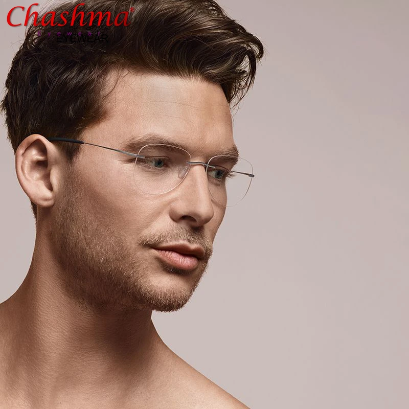 

β-Titanium Transition Aviation Sunglasses Photochromic Myopia Glasses Rimless Eyeglasses Men with Diopters