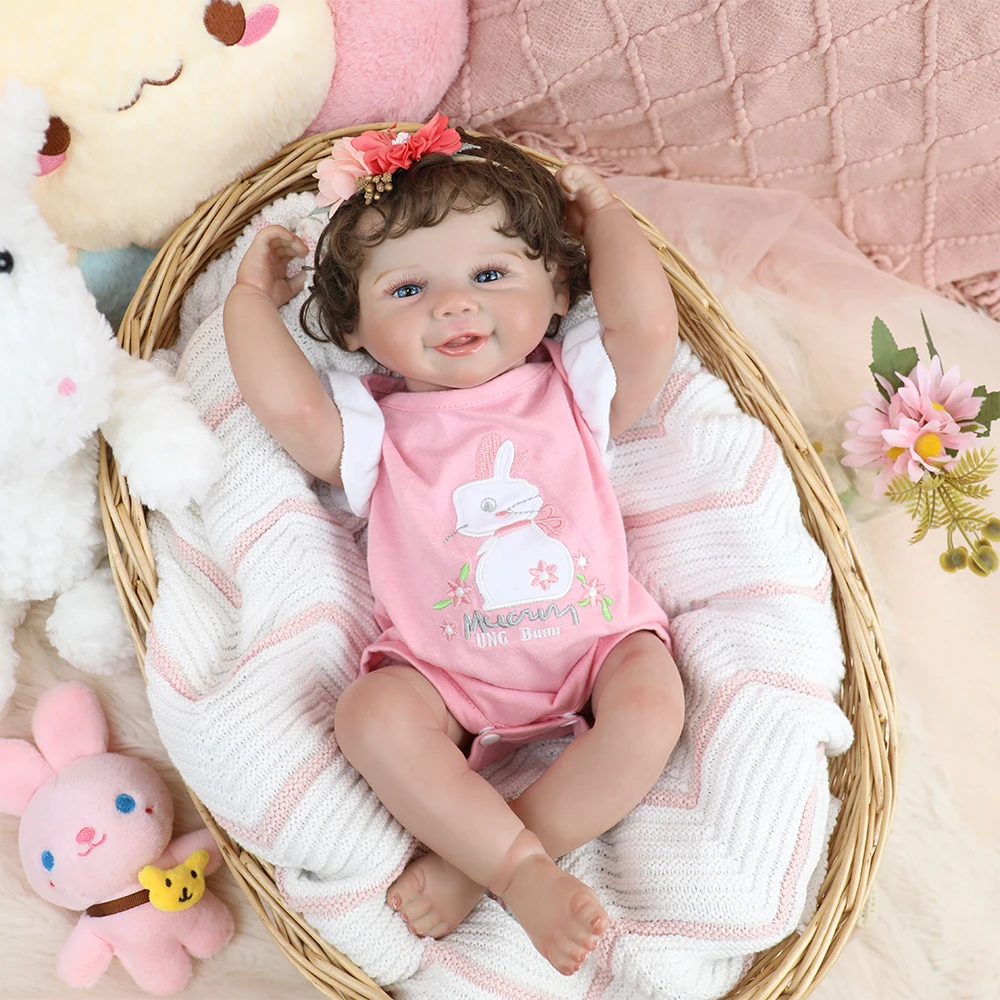 19-Zoll-Reborn-Babypuppen für Mädchen, voller Silikon-Vinyl-Körper mit 3D-Haut, handbemalt, sichtbare Adern, lebensechte Puppe, Weihnachtsspielzeug, Geschenke