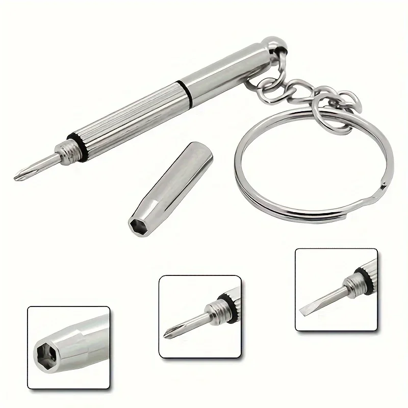 Mini 3-in-1 Hand Glasses Screwdrivers Spectacle Repair Kits Multifunction Sunglass Watch Glasses Screwdriver Set with Keychain