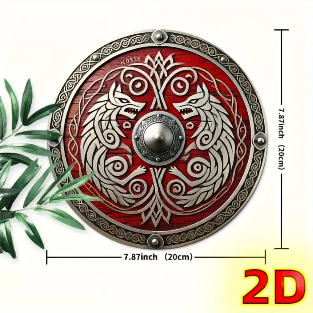 Valhalla Medieval Viking Shield Metal Wall Decor, Rustproof Iron Sign for Home Bar Cafe