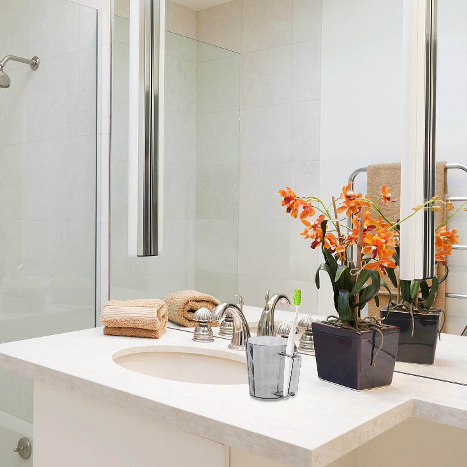 

2 Pcs Couple Mouthwash Cup Clear ABS Bathroom Toothbrush Cups Travel Portable Family Drinking Reusable Plastic