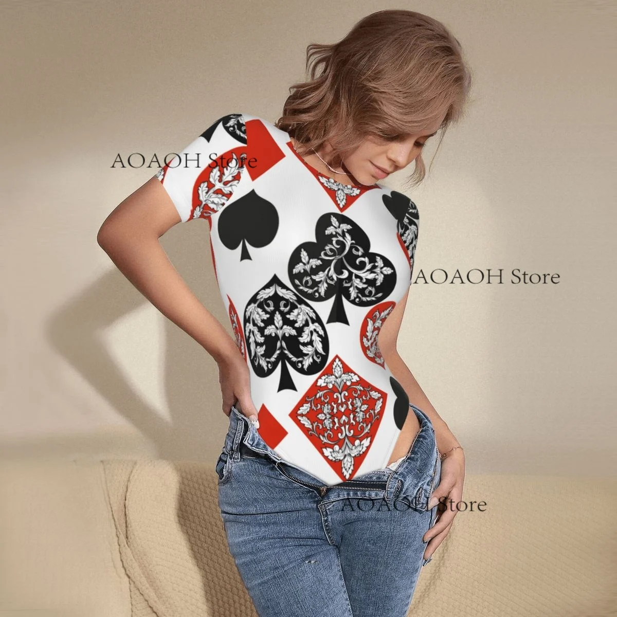 Combinaison femme Sexy femmes barboteuse body manches Poker femme vêtements salopette serrée