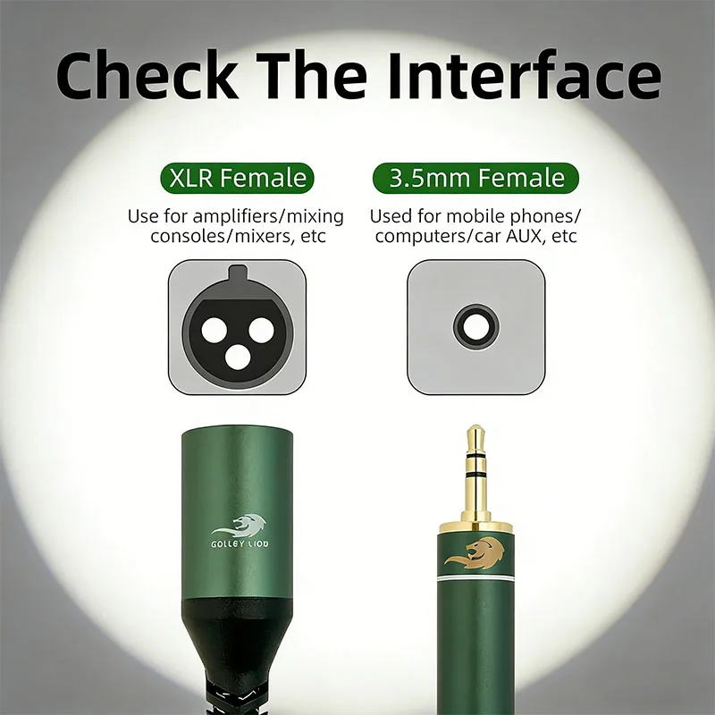 

GOLLEY LION 3.5mm to XLR Male Audio Cable - Shielded Gold-Plated for Studio Mixer, PC, Amplifier