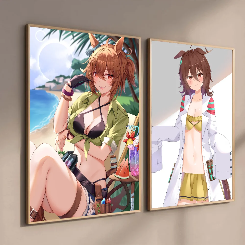 1pc Agnes Tachyon Uma Musume Pretty Derby Poster Self-adhesive Art Waterproof Paper Sticker Coffee House Bar Room Wall Decor