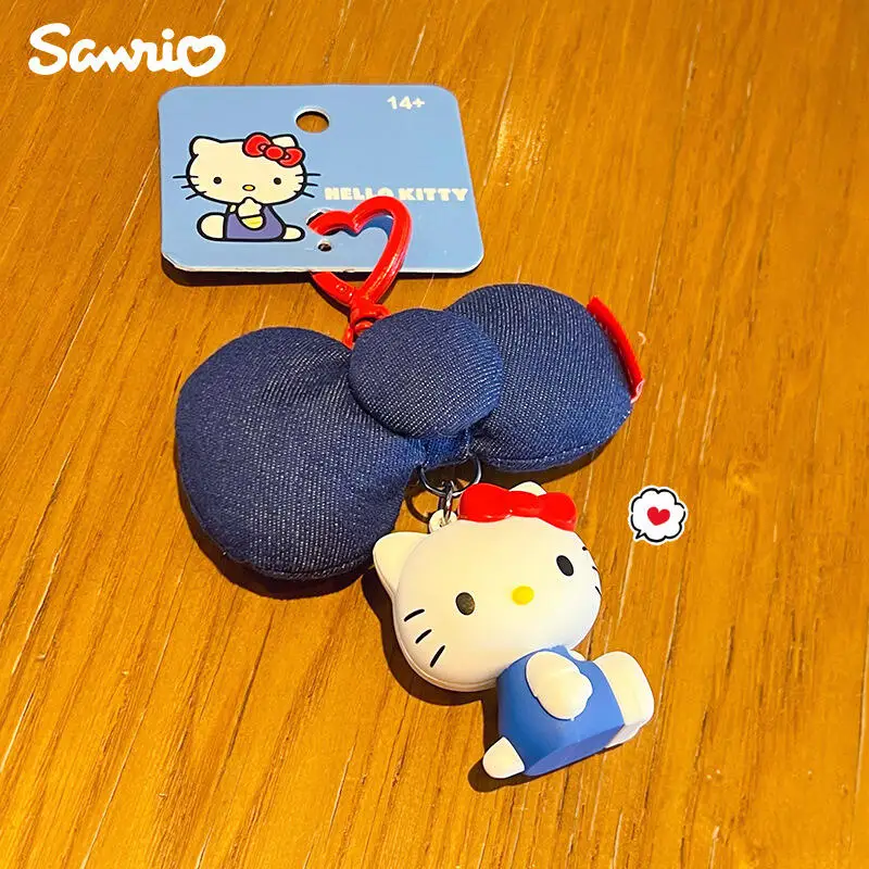Sanrio Hello Kitty Doll Cute Cartoon Cowboy Bow Keychain Bag and Car Interior Accessories Camera Decoration Phone Chain Gifts