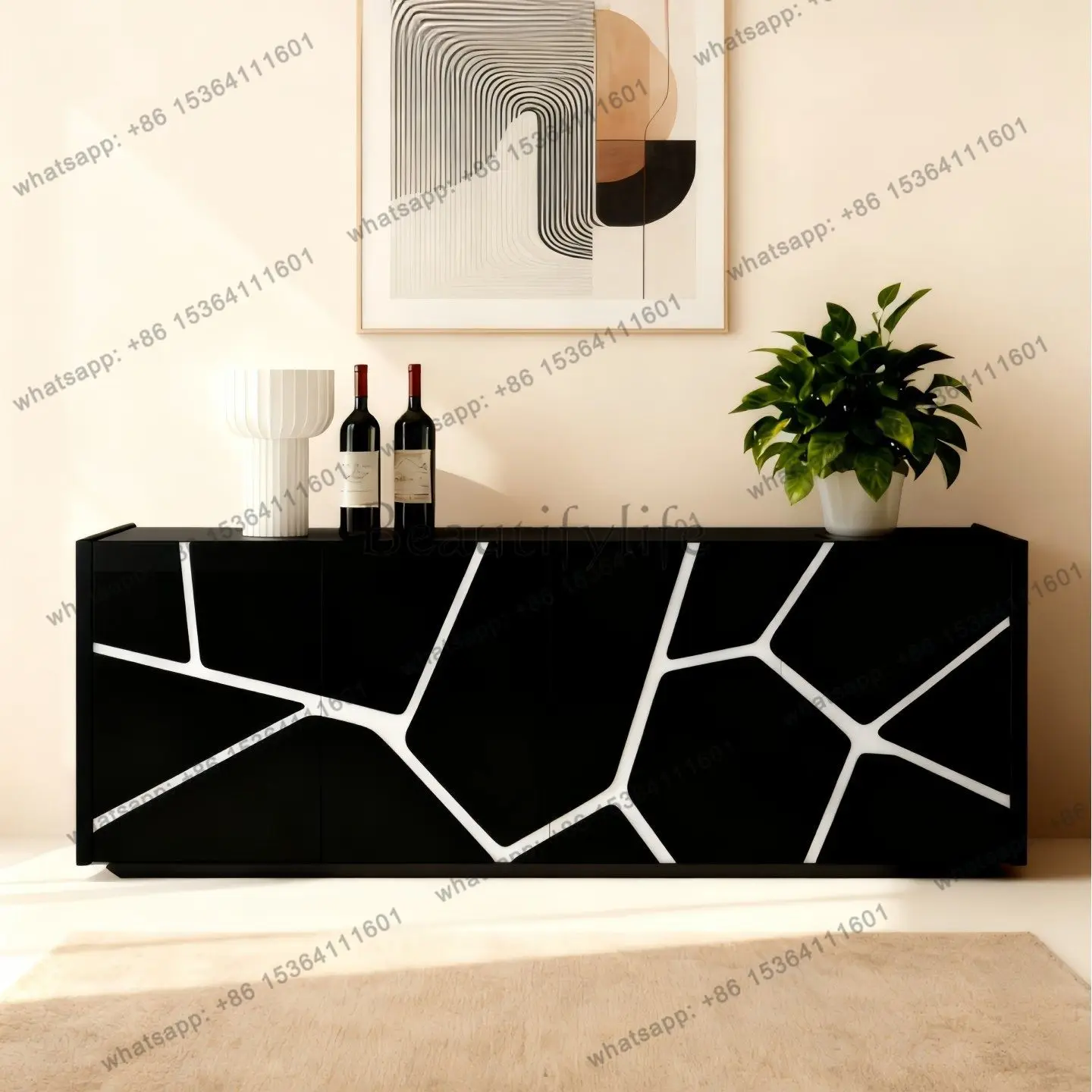 Modern simple lacquered dining side entrance cabinet against the wall living room sofa back bedroom storage cabinet