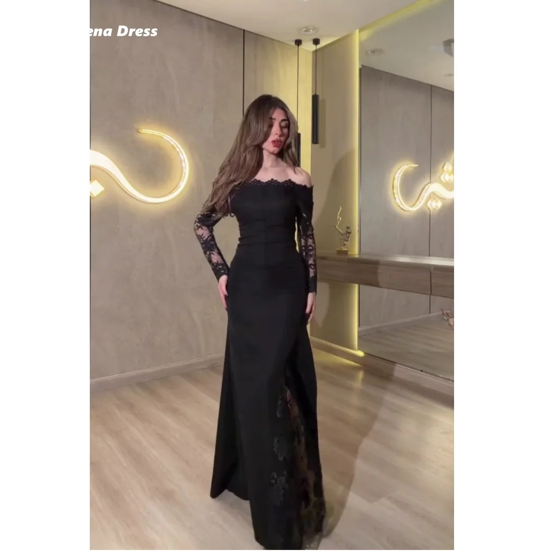Lena Custom Dress Dresses for Special Occasions Black Ball Gowns Long Sleeves Women's Ball Gown Embroidered Lace Customized Prom