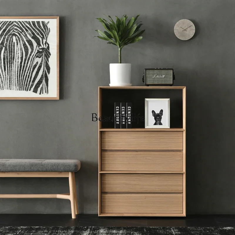 

yj19 Nordic Modern Minimalist Solid Wood Storage Rack Combination Sideboard Lacquered Four-Drawer Cabinet