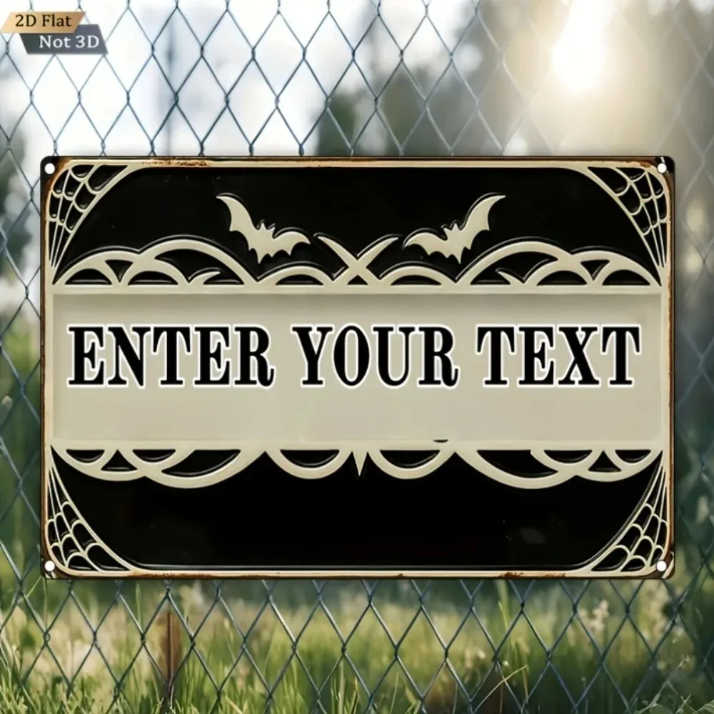 Customizable Spider Web Bat Tin Sign 2D Flat, Weather Fade Resistant Home Store Decor Gift
