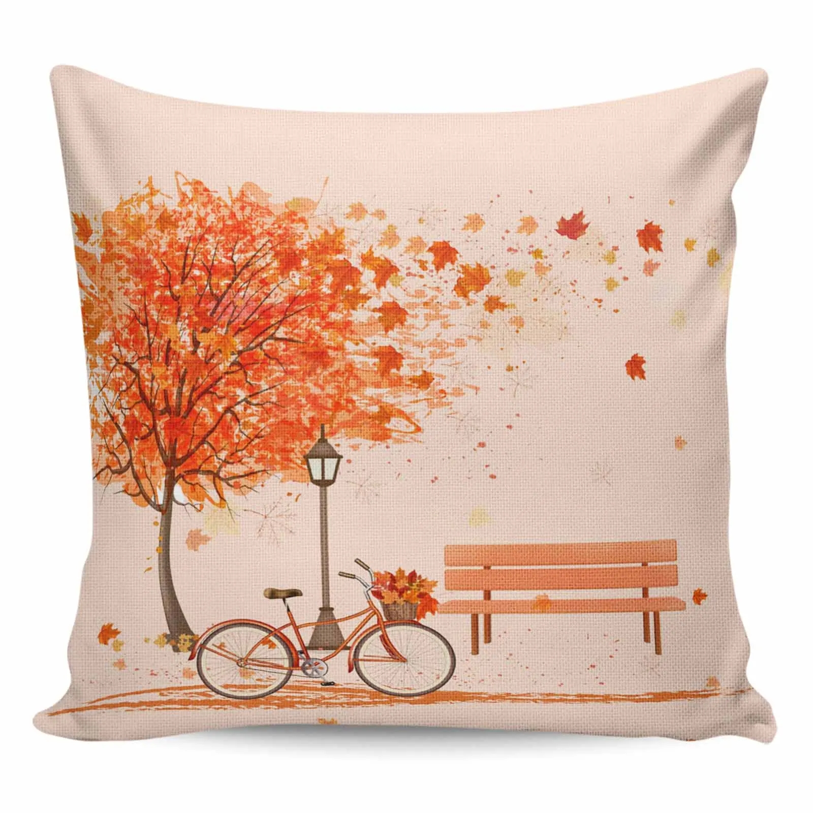 2/4PCS Waterproof Pillow Cover Maple Chair Bicycle Vehicle Square Throw Pillowcase Home Decoration Sofa Cushion Cover