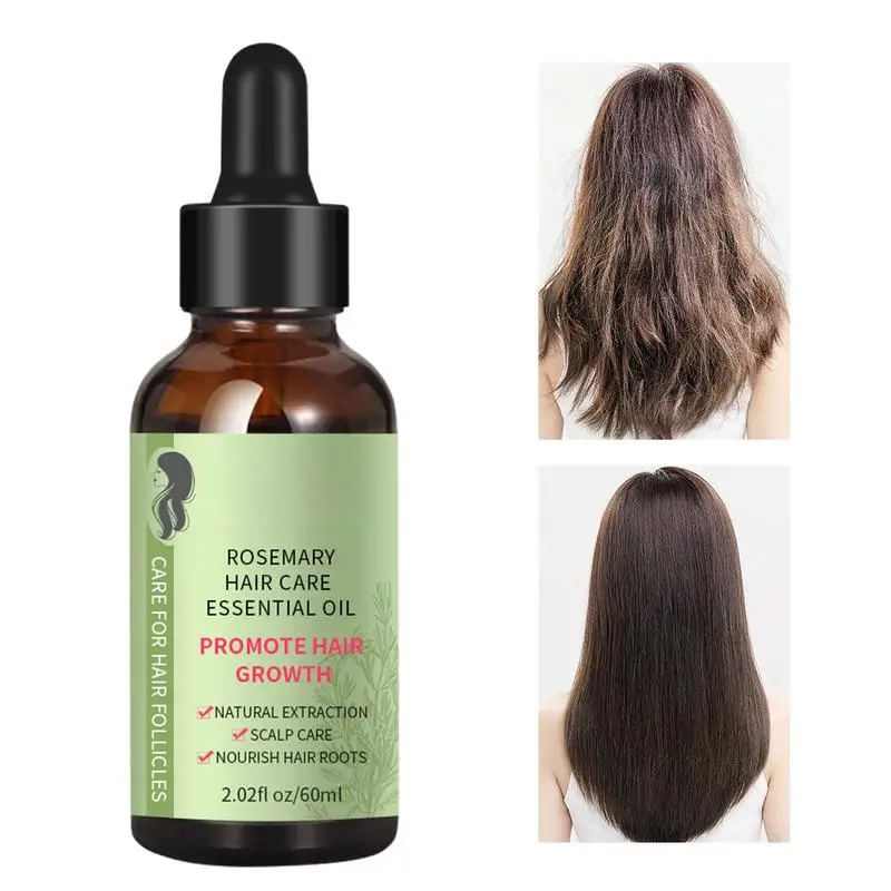 60ml olio per capelli al rosmarino riparazione danni ai capelli prevenire la caduta dei capelli capelli lisci nutrire l'olio per la cura dei capelli olio rinforzante per capelli al rosmarino