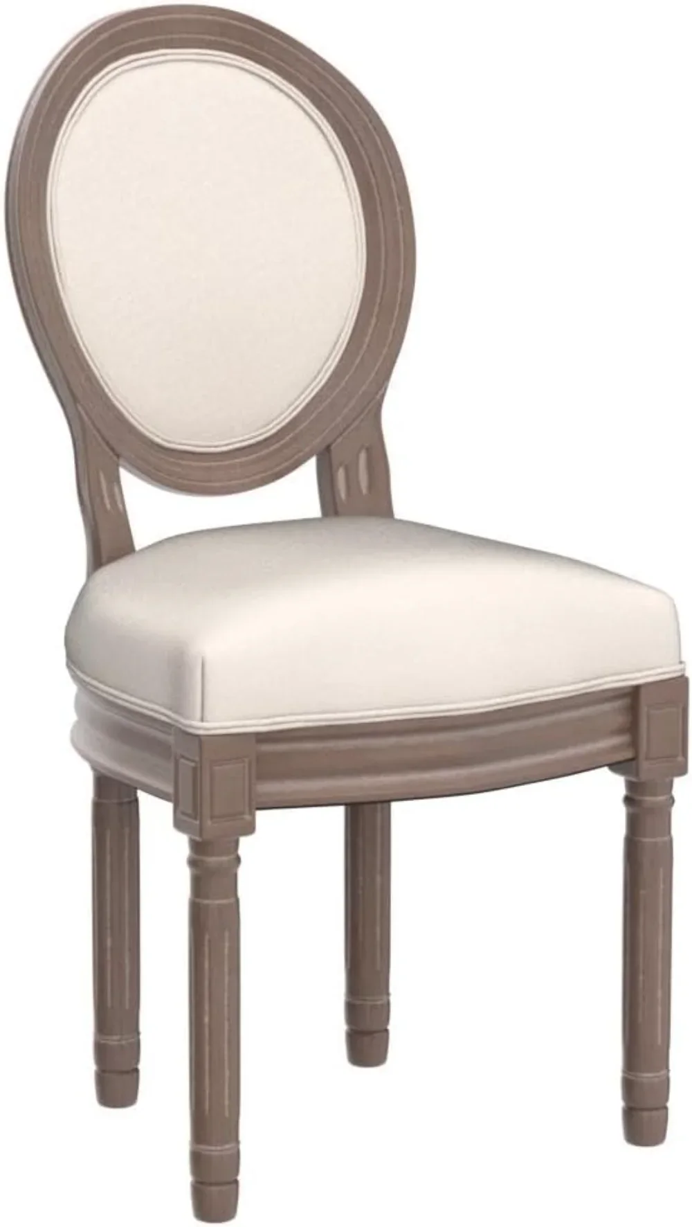 Nrizc French Country Dining Chairs Set of 4, Farmhouse Fabric Chairs with Round Back, Solid Wood Legs