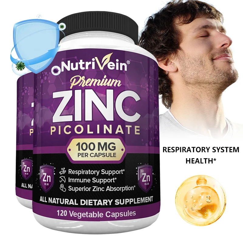 Zinc Picolinate - All Natural Dietary Supplement Superior Zinc Absorption Supports Respiratory Immune Health, Cell Regeneration