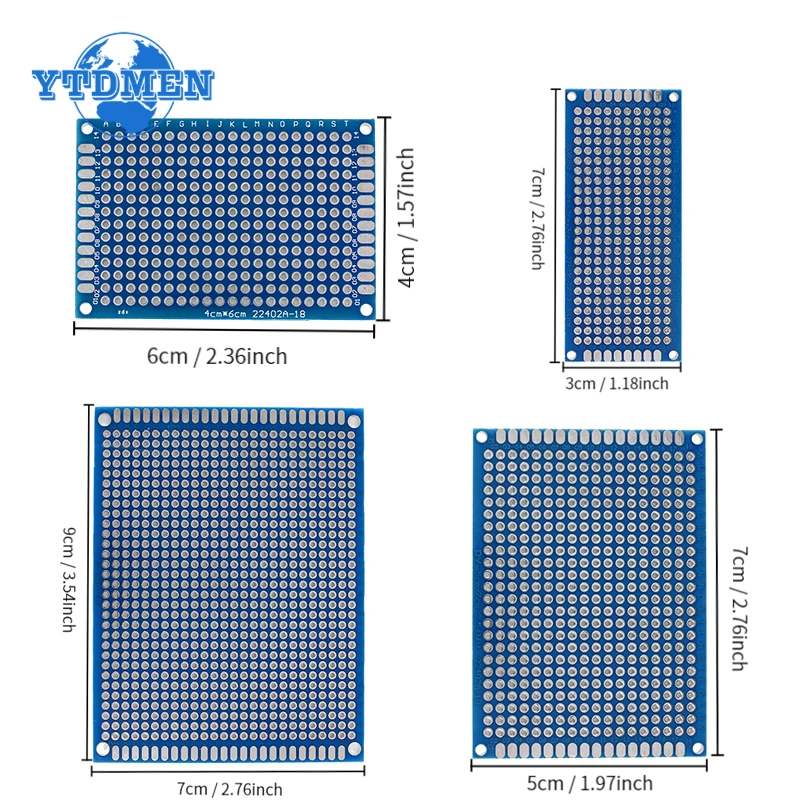 18PCS Prototype PCB Board Kit in Multiple Dimensions 3x7 4x6 5x7 7x9cm Blue Double Sided Board, for Electronics Projects DIY Kit