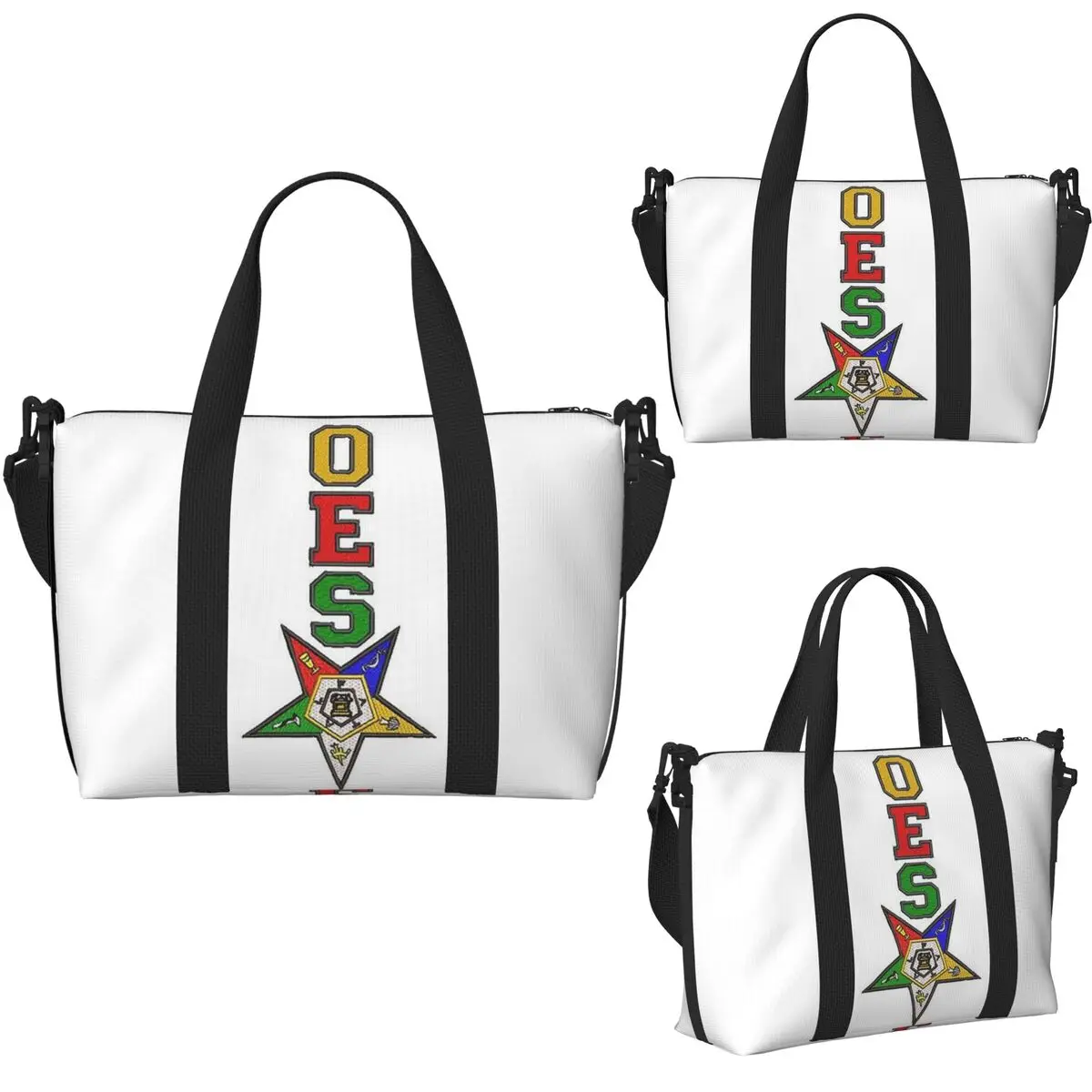 حقيبة سفر للشاطئ بشعار Order Of The Eastern Star OES ذات سعة كبيرة لصالة الألعاب الرياضية للنساء حقيبة كتف واق من المطر للتسوق #4