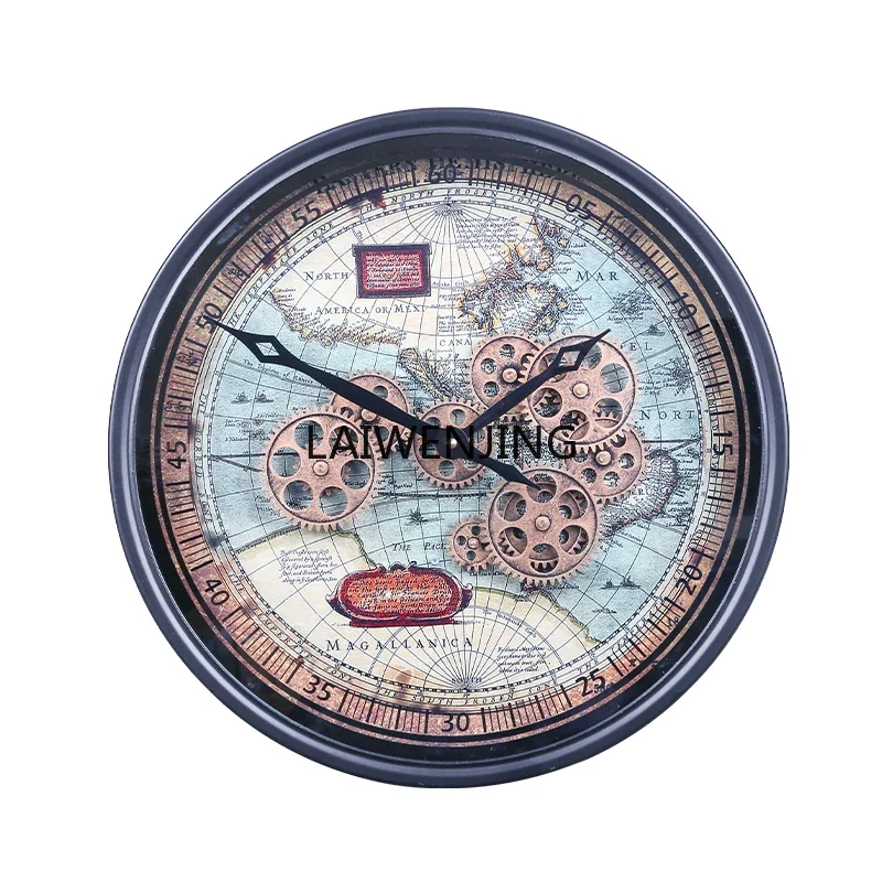 MJY high-end mid-ancient style living room decoration round gear art wall clock new model