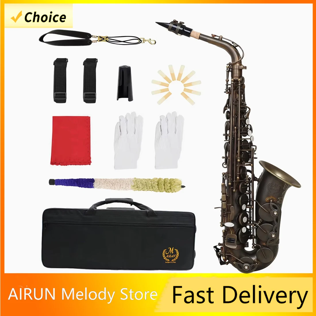 

M MABT Alto Saxophone with E-tone Brass Copper Tube Body Sax Abalone Shell Button Frosted Craftsmanship Vintage Saxophone