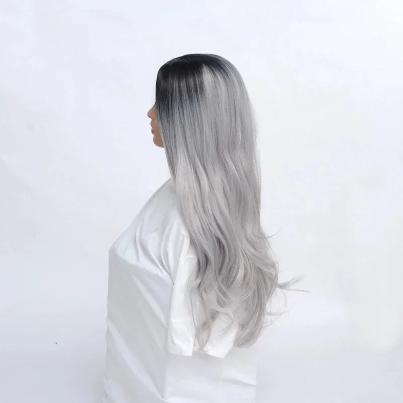 コスプレロングノワール・ア・グリーズ、ハロウィンコスチューム、女性用、カラーbの長い合成毛