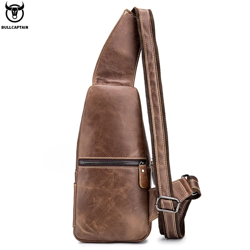 حقيبة صدر كروس من الجلد المحبب بالكامل للرجال | خمر أعلى الحبوب | حقيبة ظهر ناعمة بجيب أمامي للخريف/الشتاء كاجوال للعمل #3