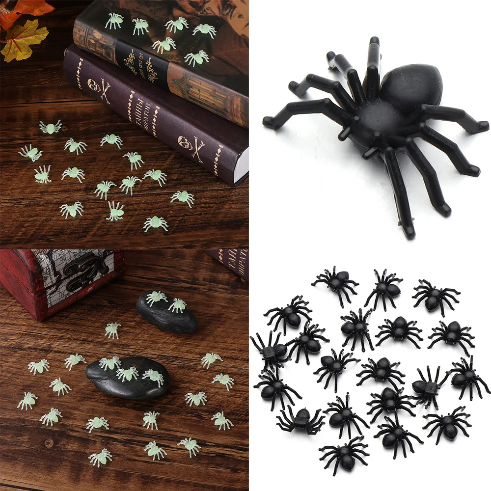 5/20Pcs Halloween Horror Black Spider Decoration Haunted House Spider Web Bar Party Decoration Supplies Simulation Tricky Toy