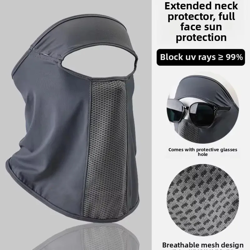 

Facial Gini Summer Sports Ear Cord Scarves Mask Neck Protection Anti-UV Ice Silk Sunscreen Mask Face Veil with Eyeglass Hole
