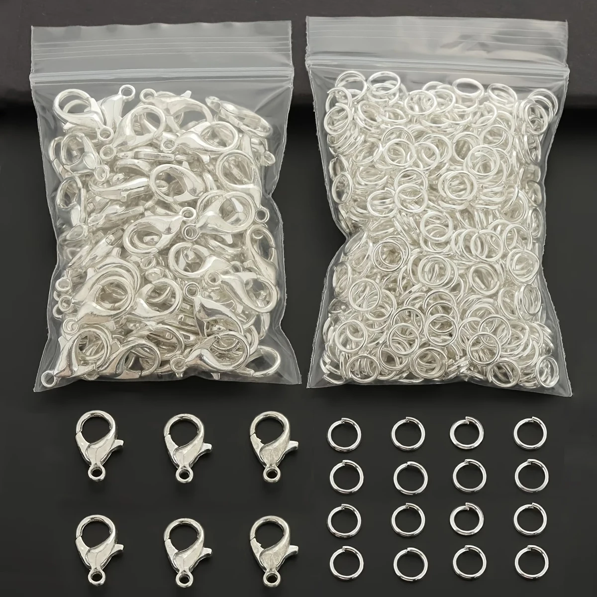 180/360 PCS Lobster Clasp and Open Jump Ring Set - Suitable for making connection clasps for pendants, necklaces and bracelets