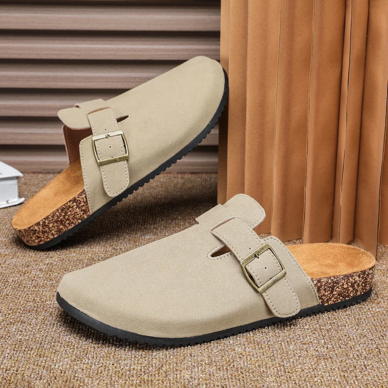 Crestar Fashion Clogs Slippers For Women Classic Suede Men Mules Cork Footbed Leather Potato Shoes With Arch Support Beach Slide